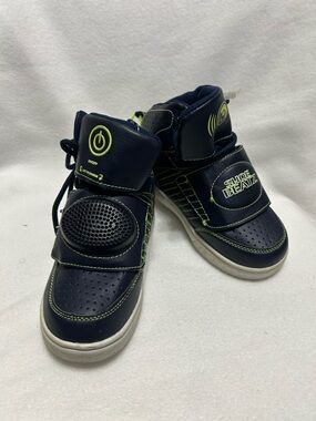 Kids Navy & Neon Green High-Top Sneakers